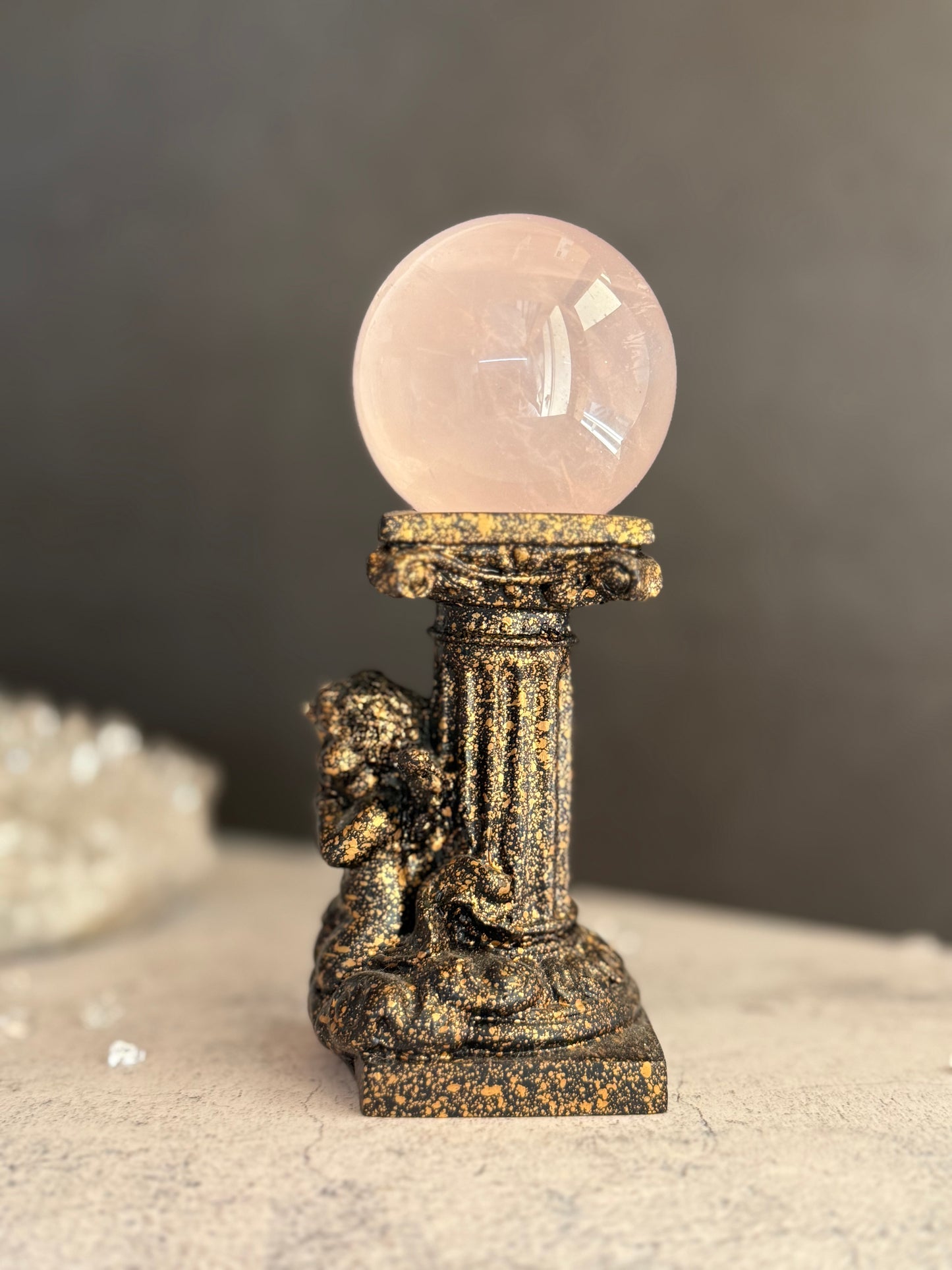 天然石 ローズクォーツ スフィア 44mm|優しさを思い出す