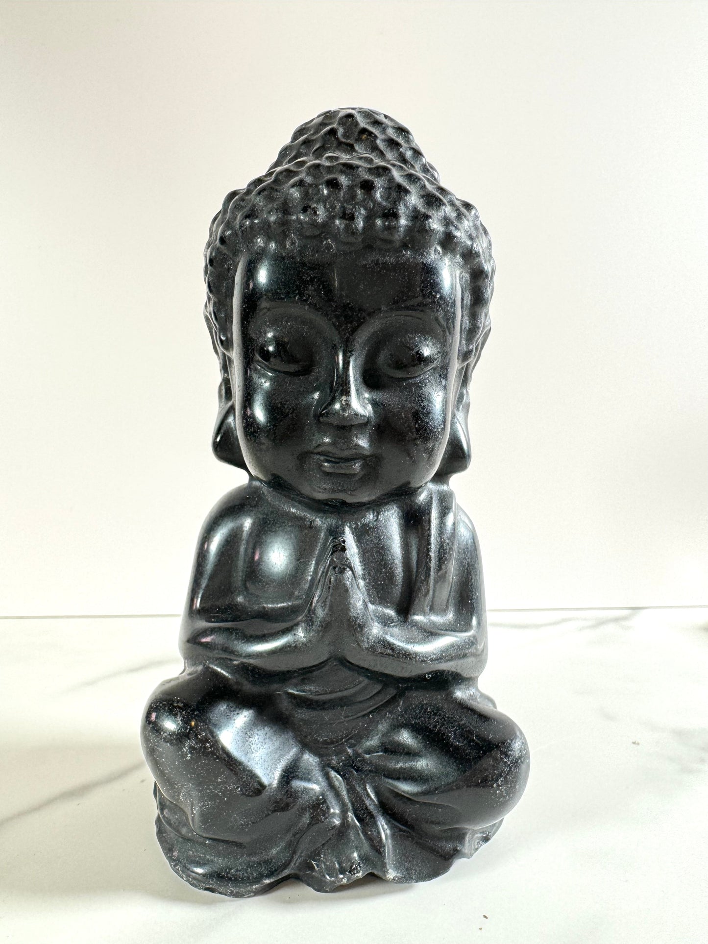 心の闇を光に変える守護の石|ブラックアイスオブシディアン 大仏 Black Ice Obsidian Buddha