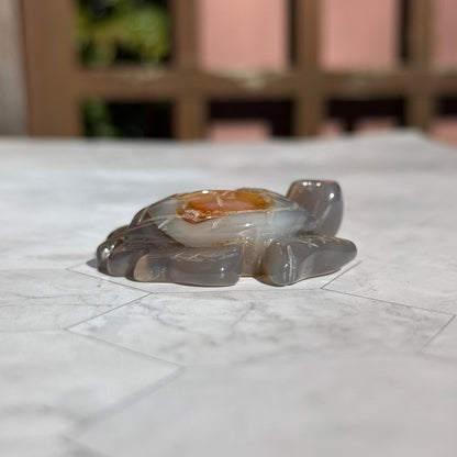 送料無料 アゲート ドゥルージー 瑪瑙 カメ 亀
