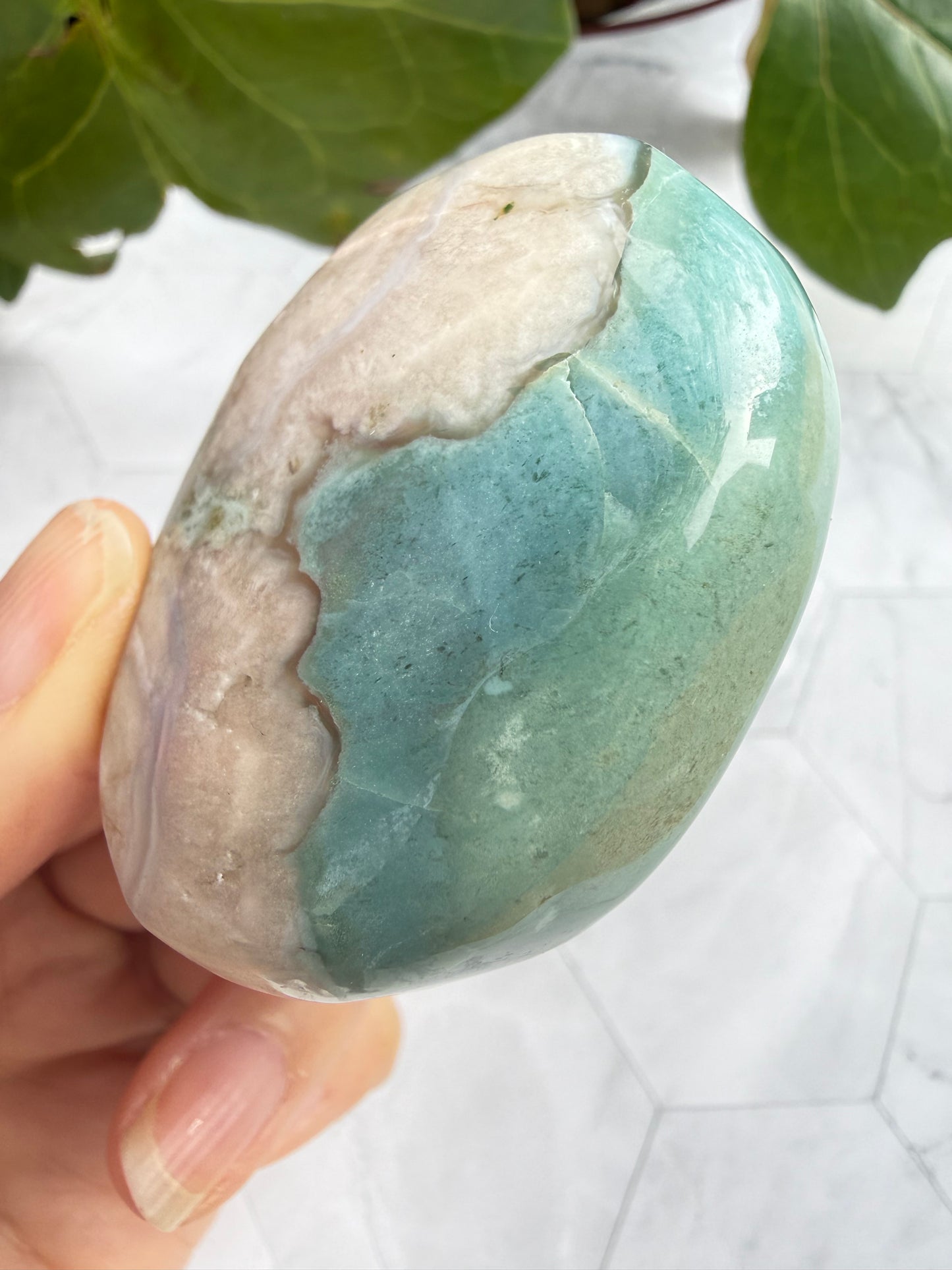 希少グリーン フラワーアゲート パーム 桜瑪瑙