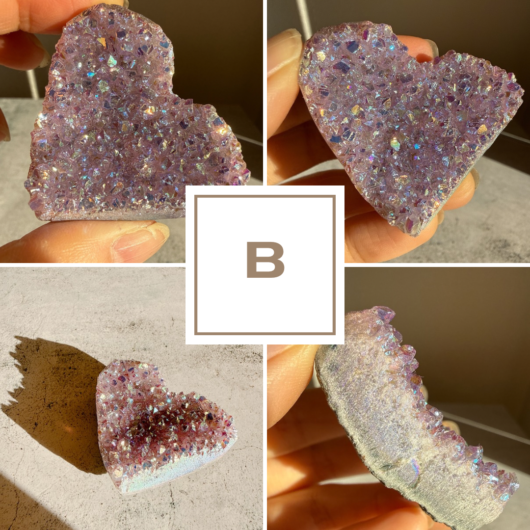 レインボーオーラクォーツ ハート 水晶 クラスター