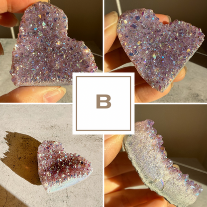 レインボーオーラクォーツ ハート 水晶 クラスター