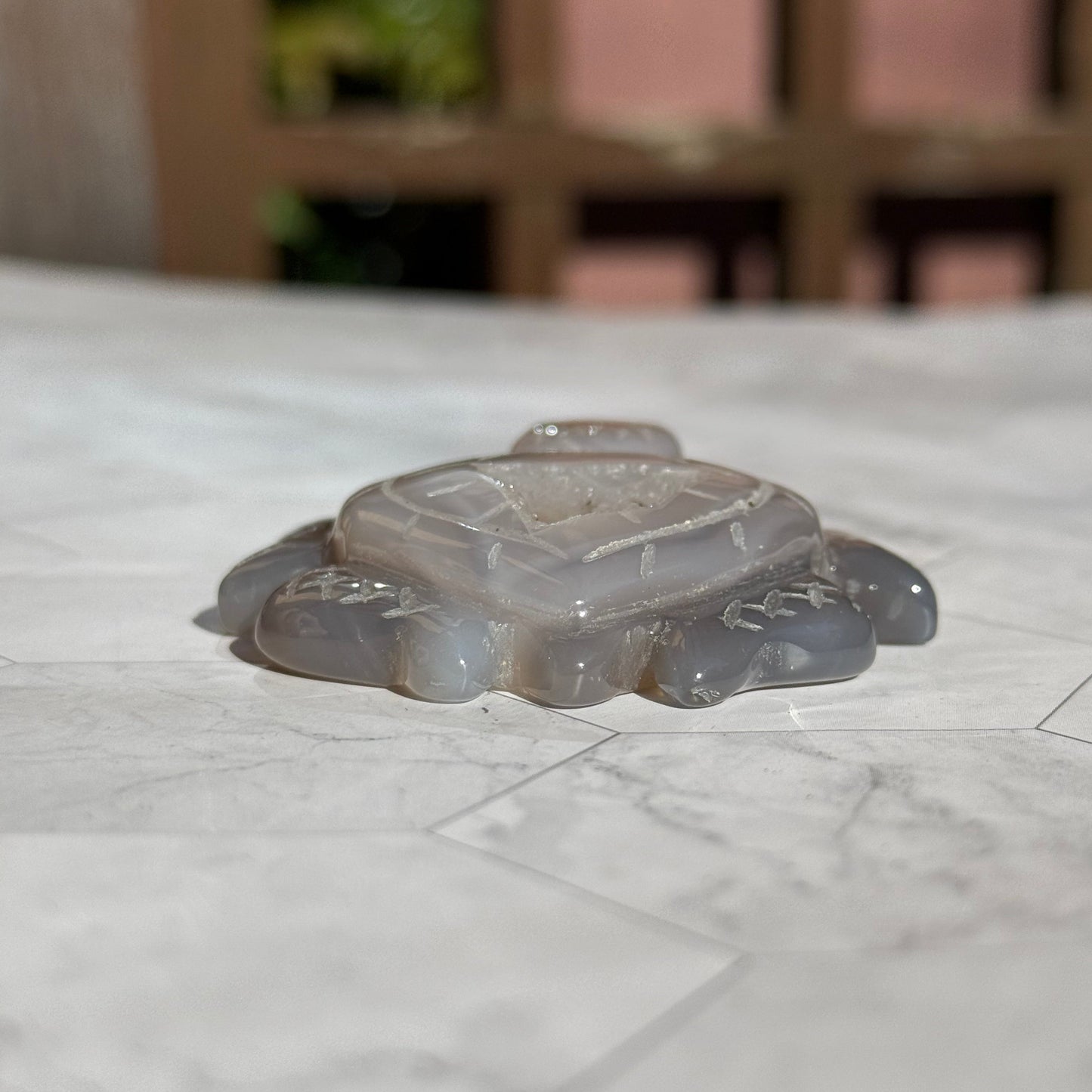 送料無料 アゲート ドゥルージー 瑪瑙 カメ 亀