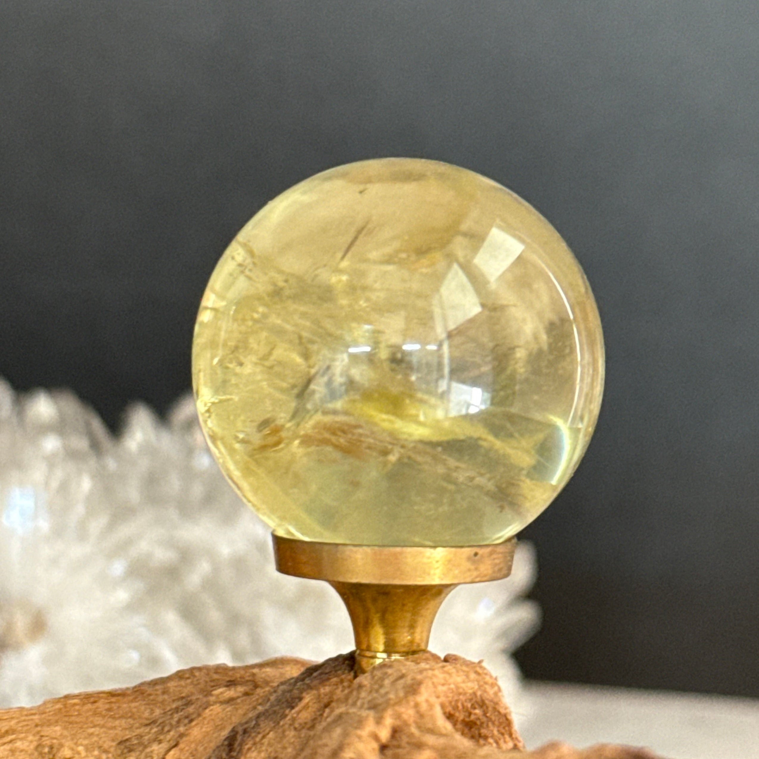 シトリン　虹　スフィア　4.0㎝　レインボーシトリン　Citrine シトリン ミニスフィア 金運 豊かさ 虹入り 天然石 パワーストーン