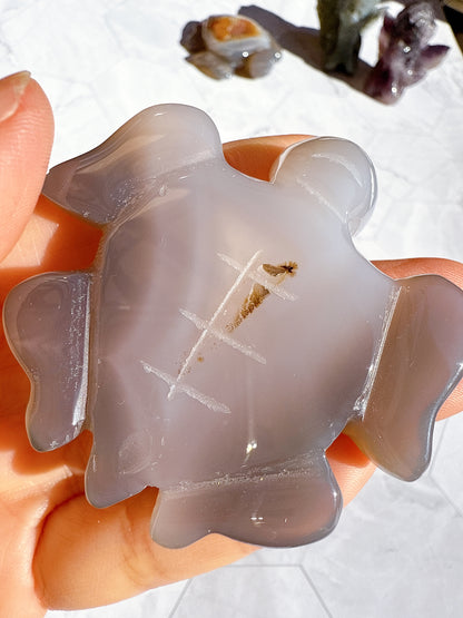 送料無料 アゲート ドゥルージー 瑪瑙 カメ 亀