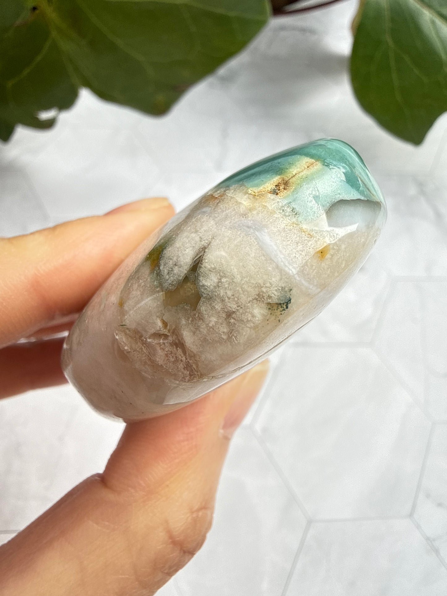 希少グリーン フラワーアゲート パーム 桜瑪瑙