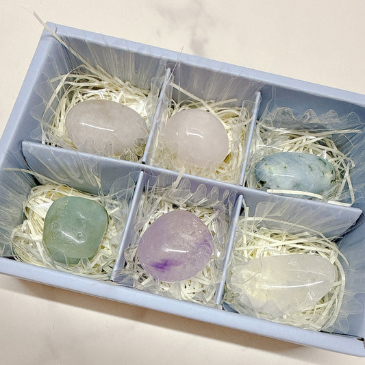 ミニタンブルセットC ローズクォーツ ルチル アクアマリン 水晶 アメトリン ミニギフトセット｜ 天然石