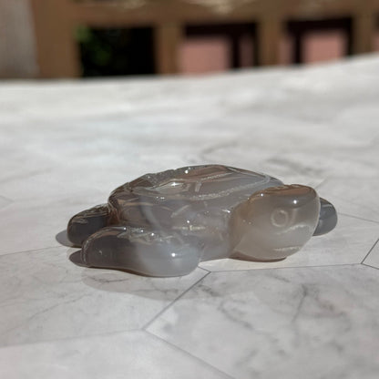 送料無料 アゲート ドゥルージー 瑪瑙 カメ 亀