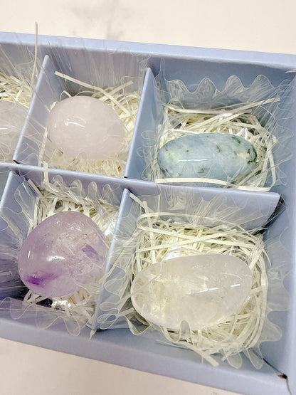 ミニタンブルセットC ローズクォーツ ルチル アクアマリン 水晶 アメトリン ミニギフトセット｜ 天然石