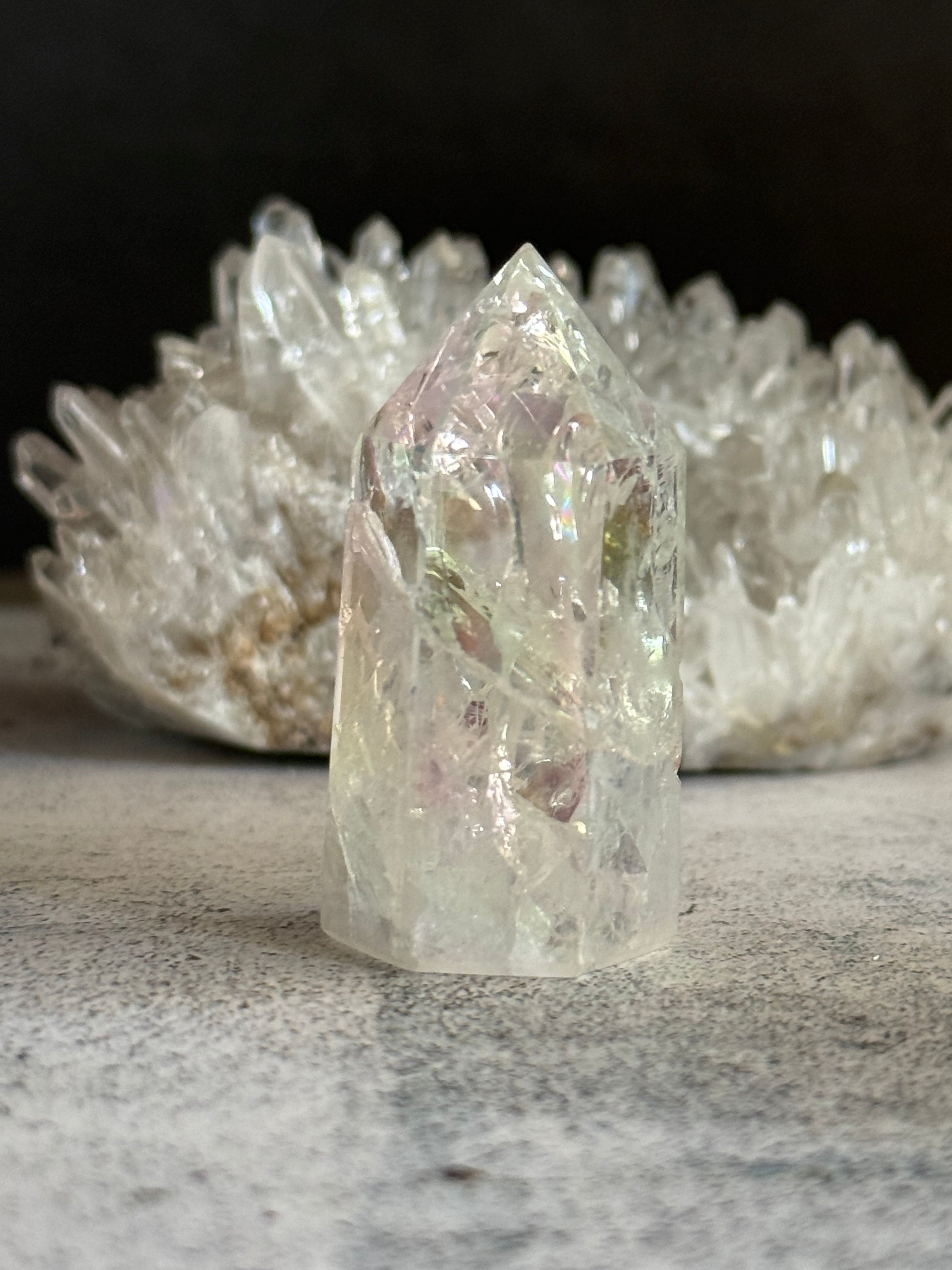 クラックオーラクォーツ タワー パワーストーン 水晶 パートナーシップ