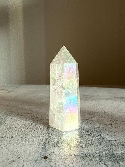 天然石 クラックオーラクォーツ タワー B 44g｜光と幸運を引き寄せるプリズムタワー