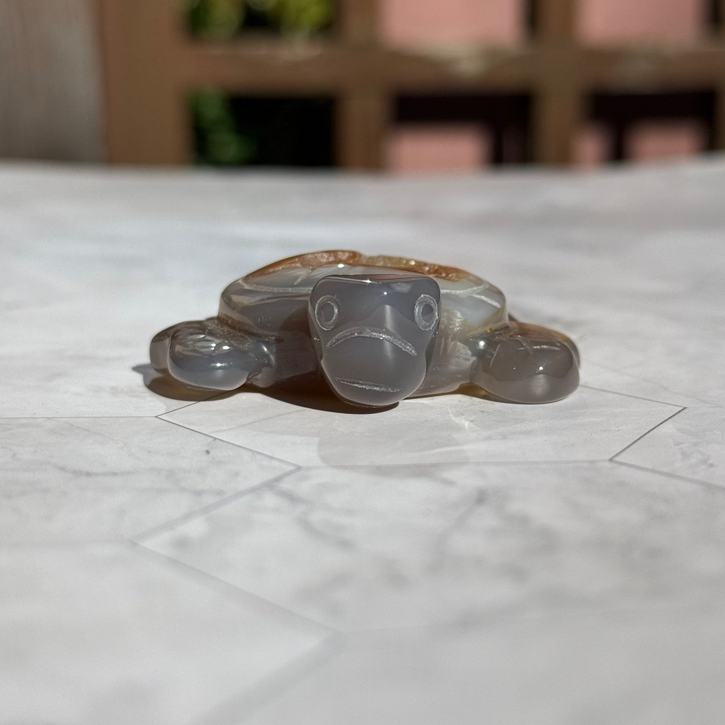 送料無料 アゲート ドゥルージー 瑪瑙 カメ 亀