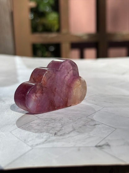 送料無料 天然石 フローライト 4点セット（雲・ダイヤ・フレーム・月）｜自分の光に気づく