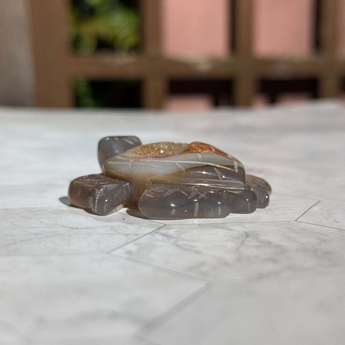 送料無料 アゲート ドゥルージー 瑪瑙 カメ 亀