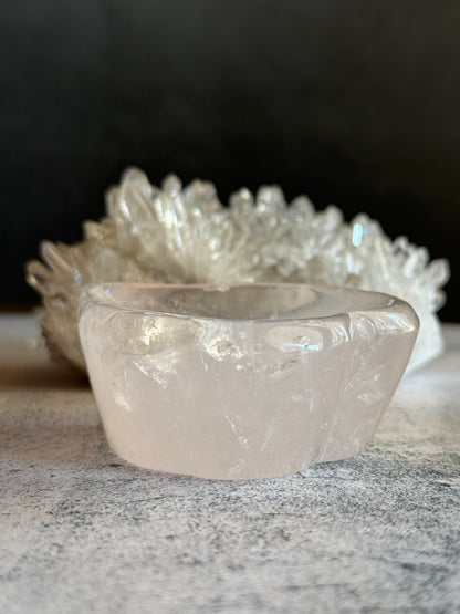ローズクォーツ プレート ハート 虹あり アクセサリー置き