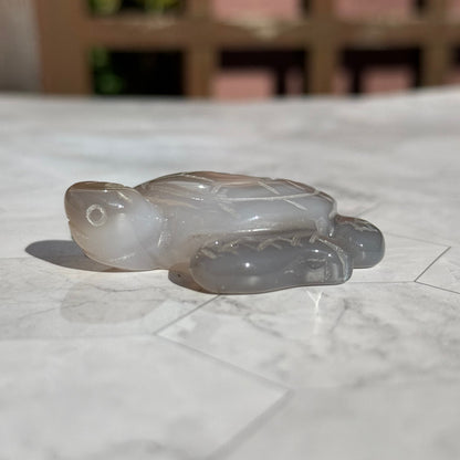 送料無料 アゲート ドゥルージー 瑪瑙 カメ 亀