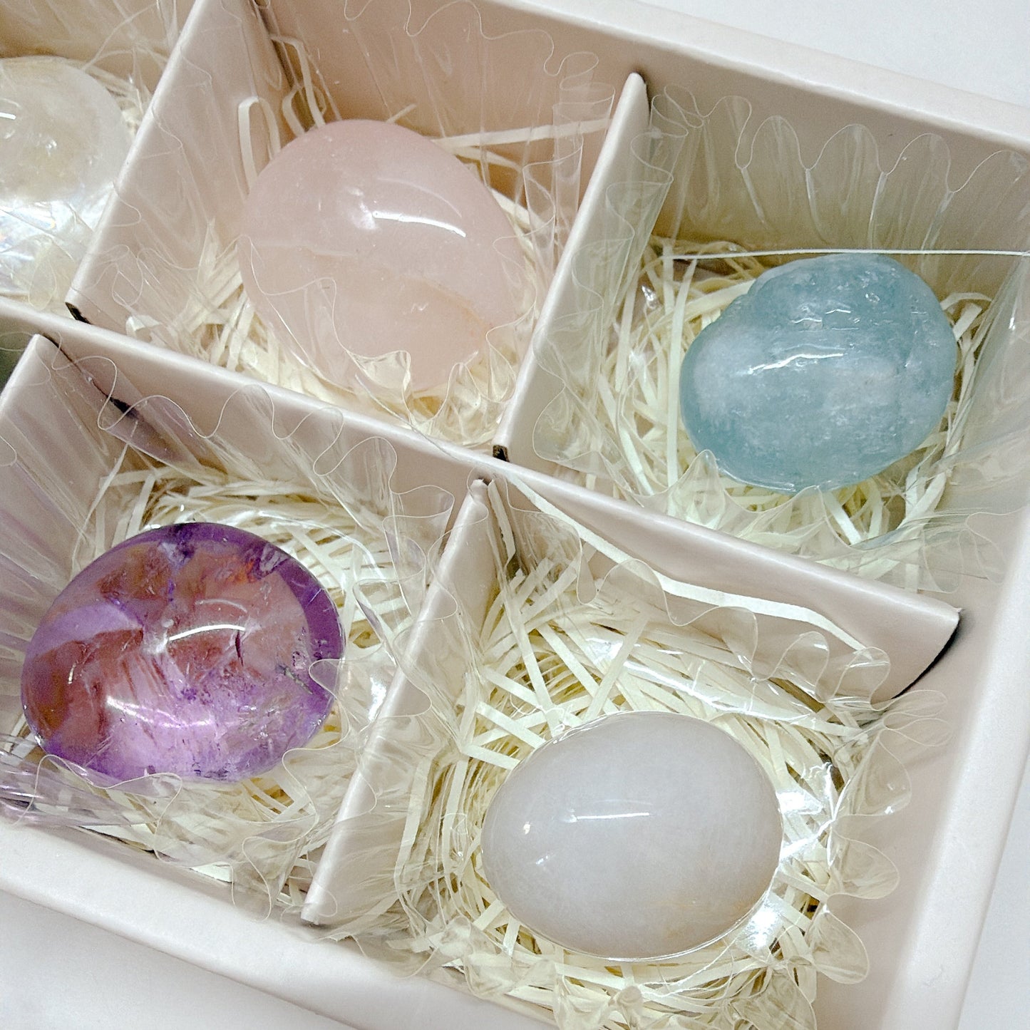 ミニタンブルセットB ローズクォーツ ルチル マラカイト 水晶 アクアマリン｜ 天然石