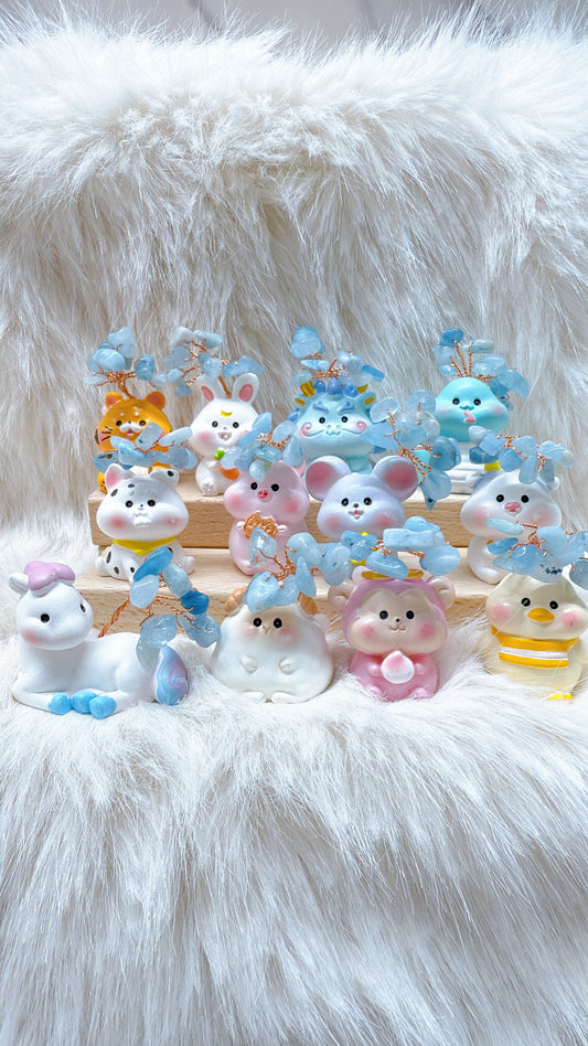 送料無料 干支置物 アクアマリン細石付き｜一年の流れを整え、願いを澄ませるお守り 馬 午年