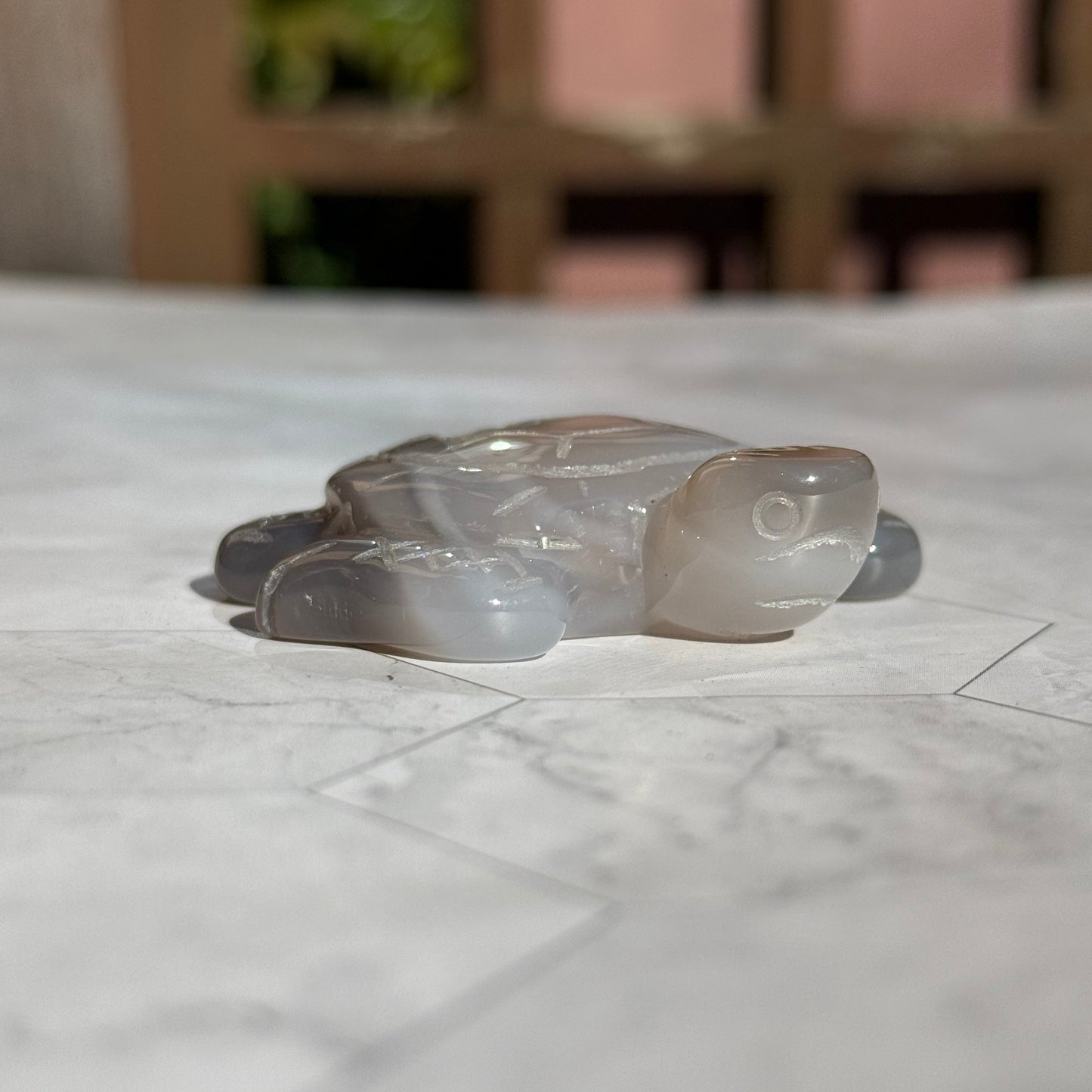 送料無料 アゲート ドゥルージー 瑪瑙 カメ 亀