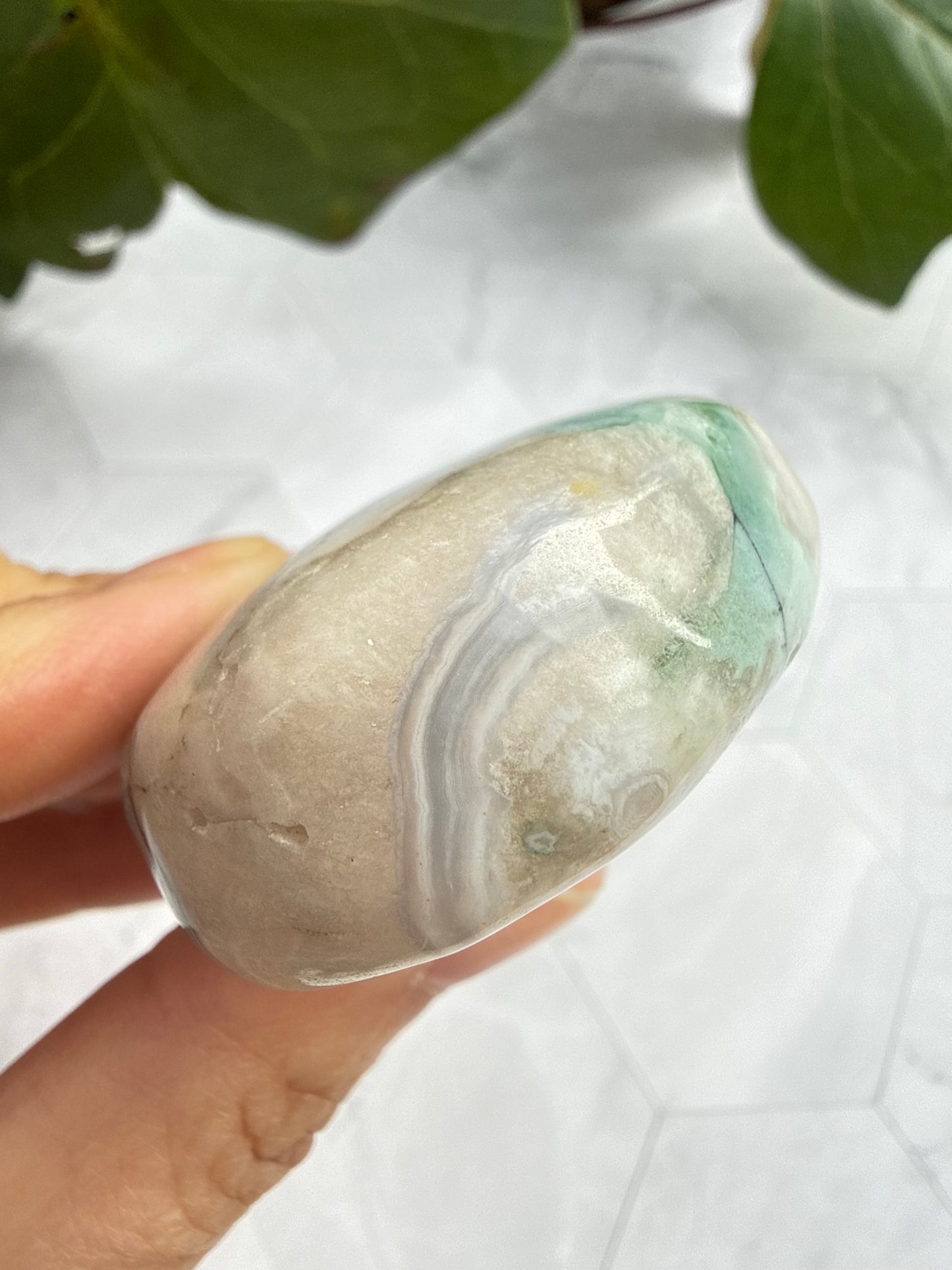 希少グリーン フラワーアゲート パーム 桜瑪瑙