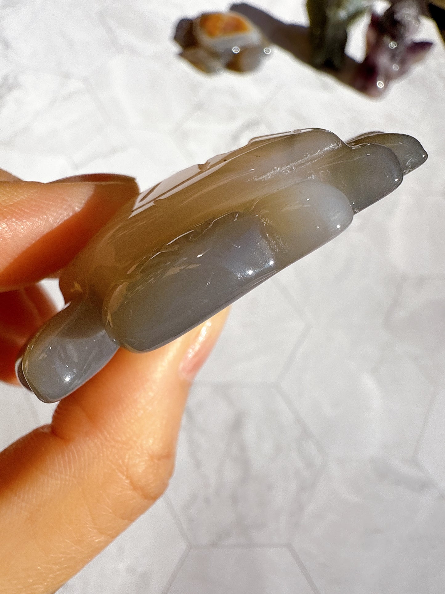 送料無料 アゲート ドゥルージー 瑪瑙 カメ 亀