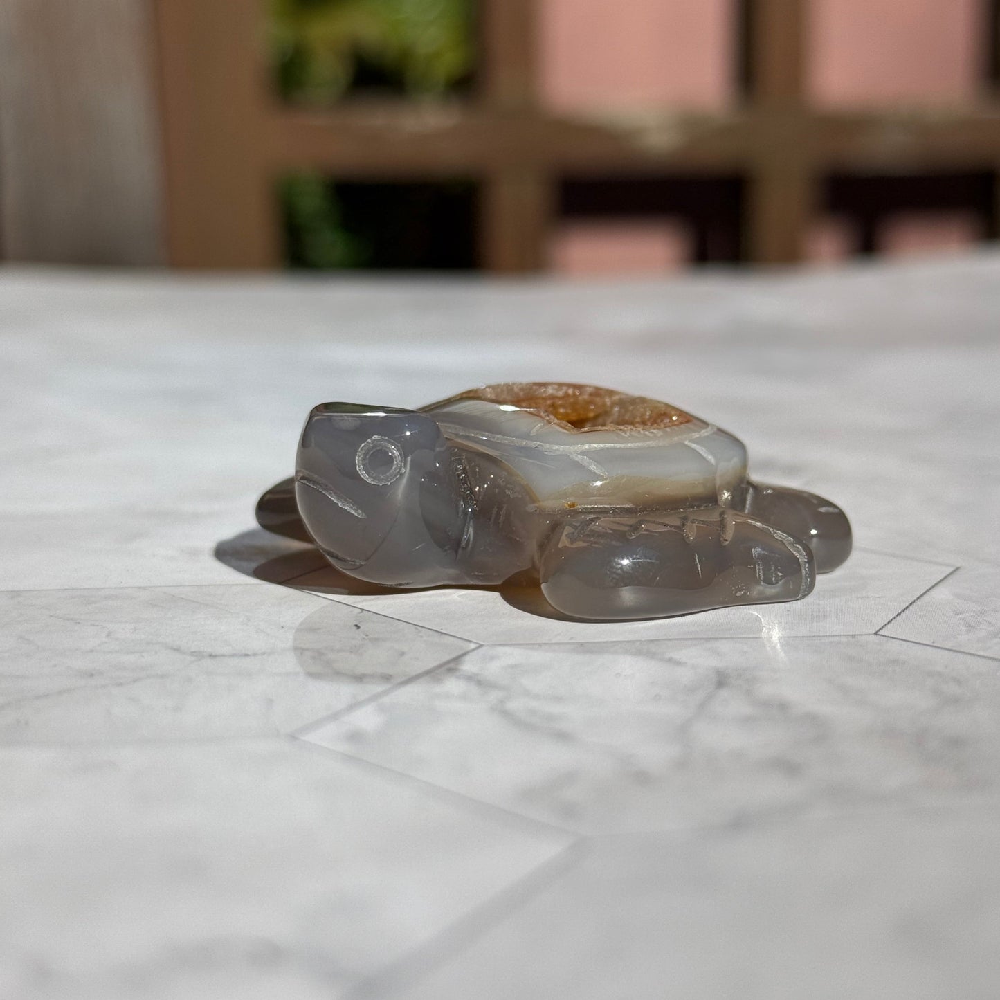 送料無料 アゲート ドゥルージー 瑪瑙 カメ 亀