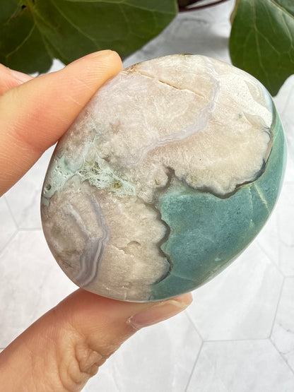 希少グリーン フラワーアゲート パーム 桜瑪瑙