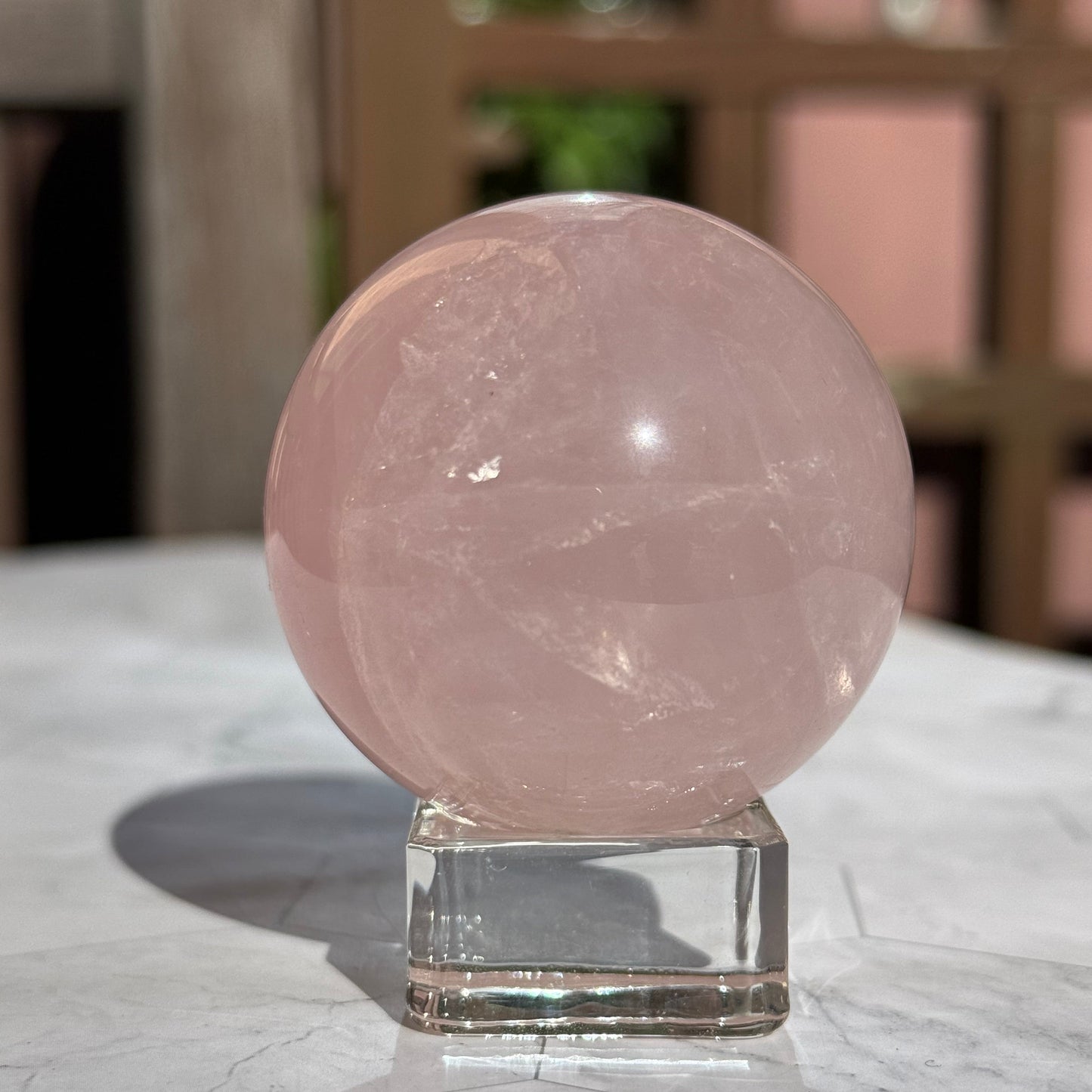 天然石 ローズクォーツ スフィア 球体｜優しさを思い出す