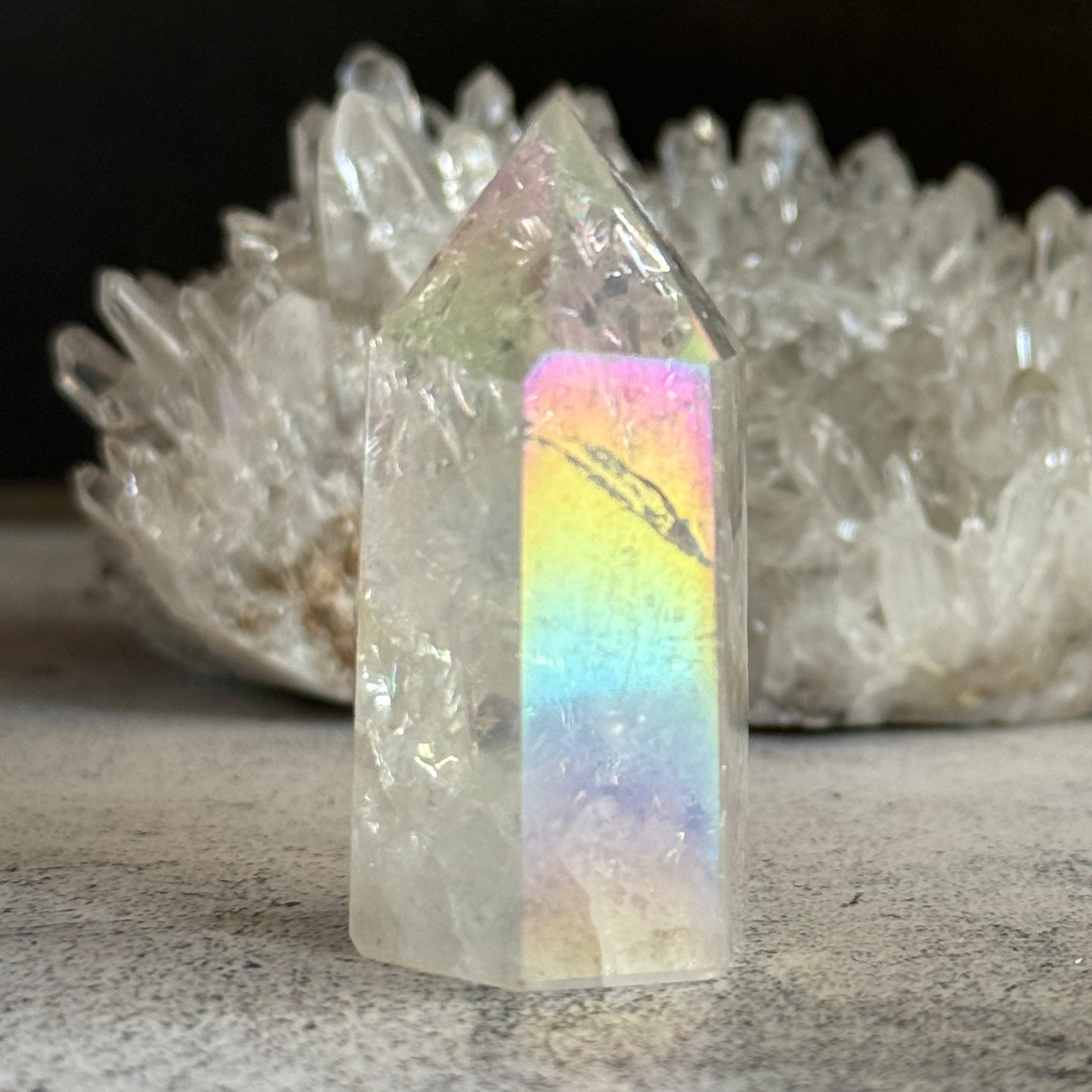 クラックオーラクォーツ タワー パワーストーン 水晶 パートナーシップ
