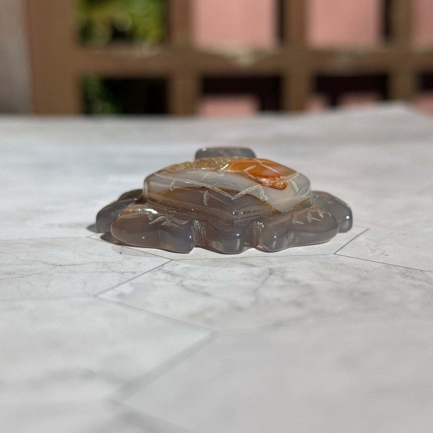 送料無料 アゲート ドゥルージー 瑪瑙 カメ 亀