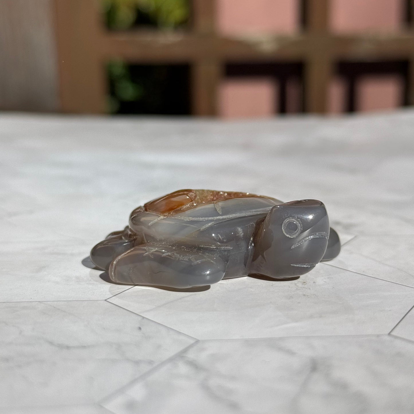 送料無料 アゲート ドゥルージー 瑪瑙 カメ 亀