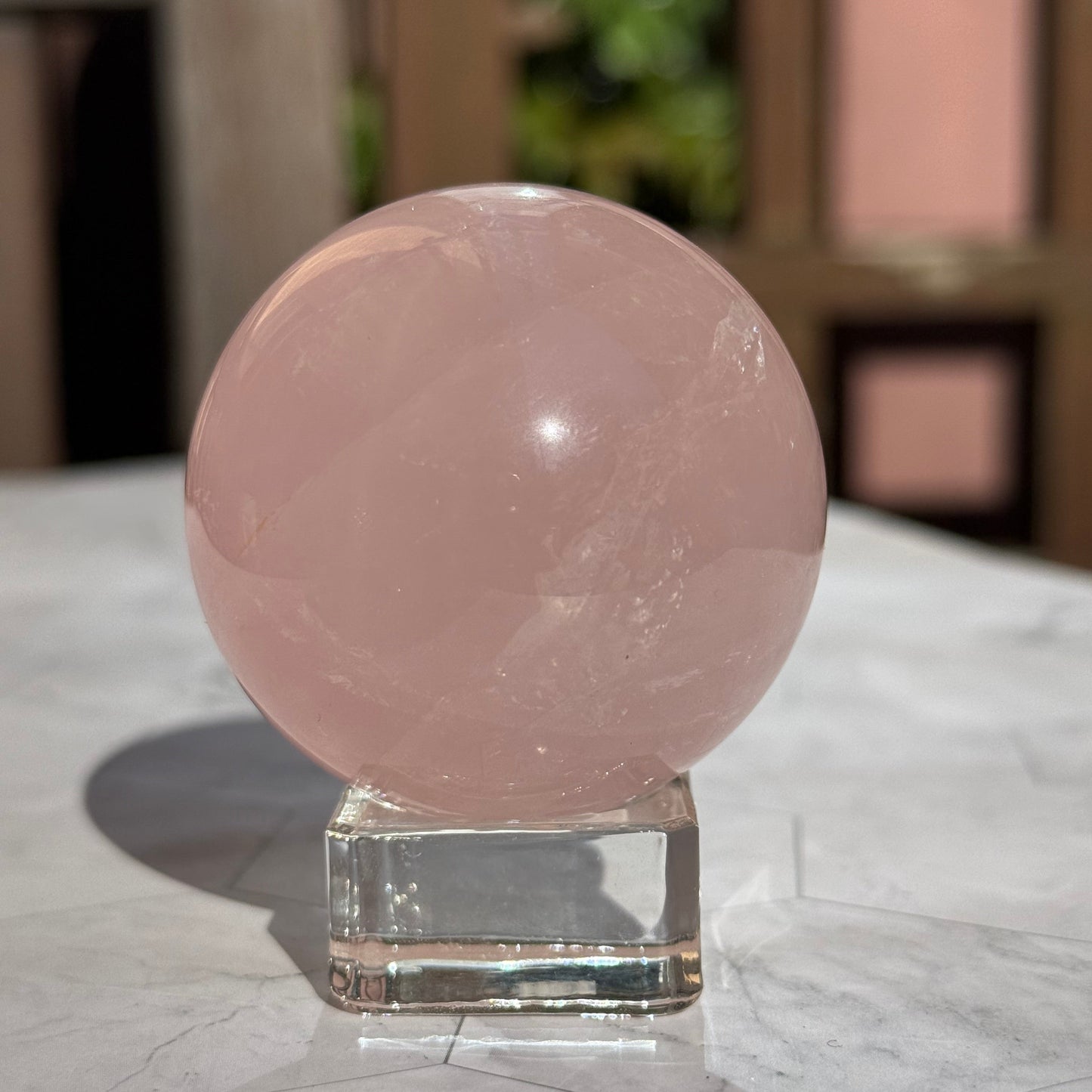 天然石 ローズクォーツ スフィア 球体｜優しさを思い出す