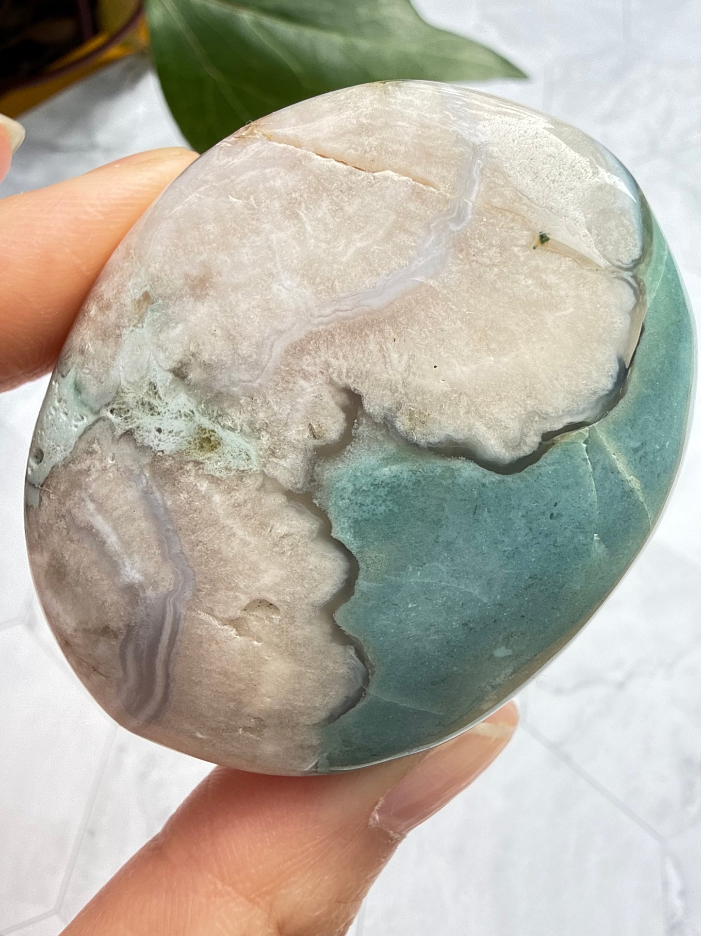 希少グリーン フラワーアゲート パーム 桜瑪瑙