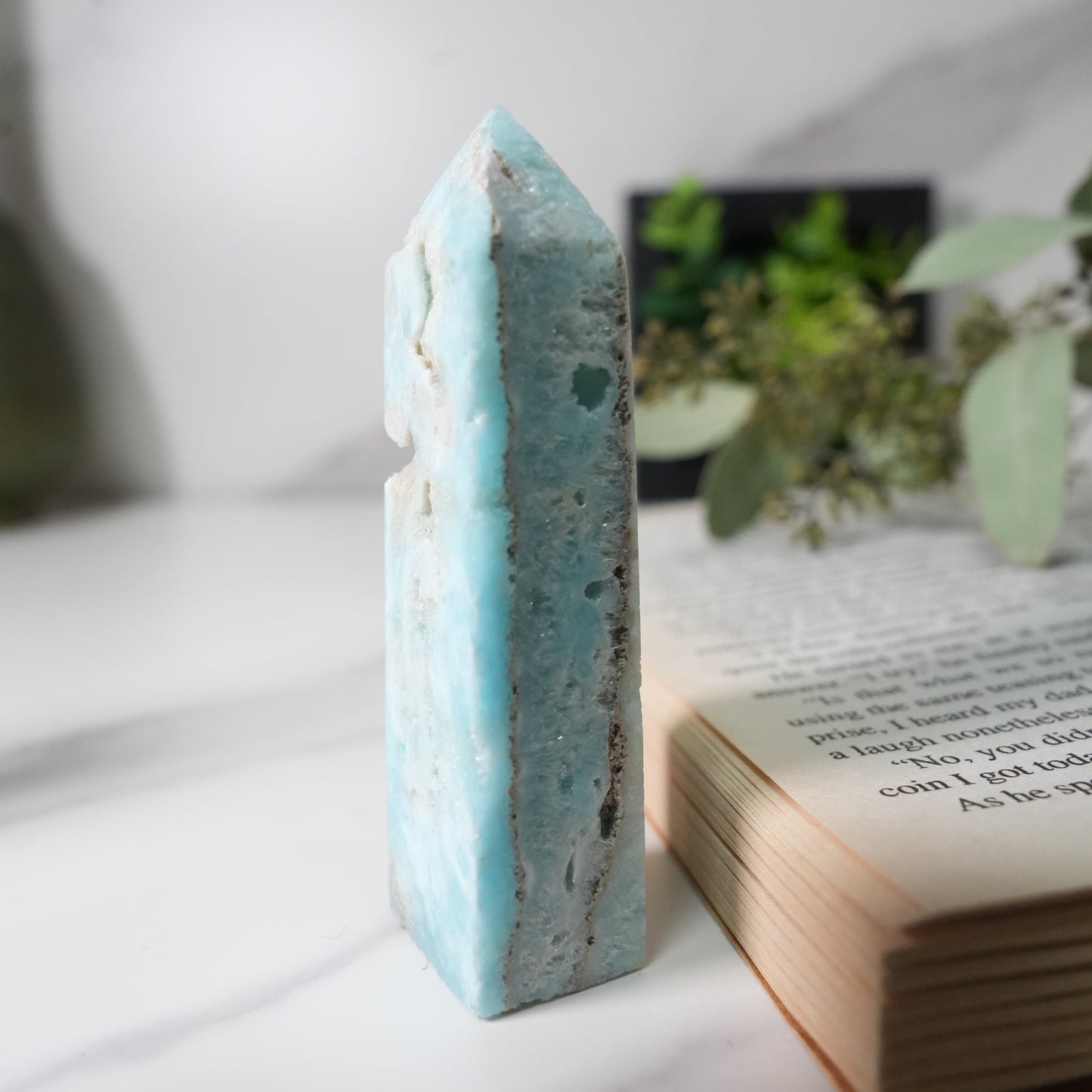 天然石 ヘミモルファイト ドゥルージー入り タワー｜心をクリアにする石 A　