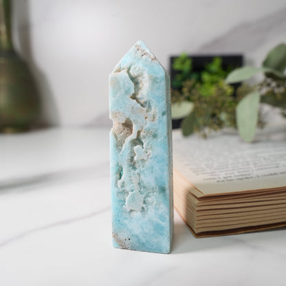 天然石 ヘミモルファイト ドゥルージー入り タワー｜心をクリアにする石 A　