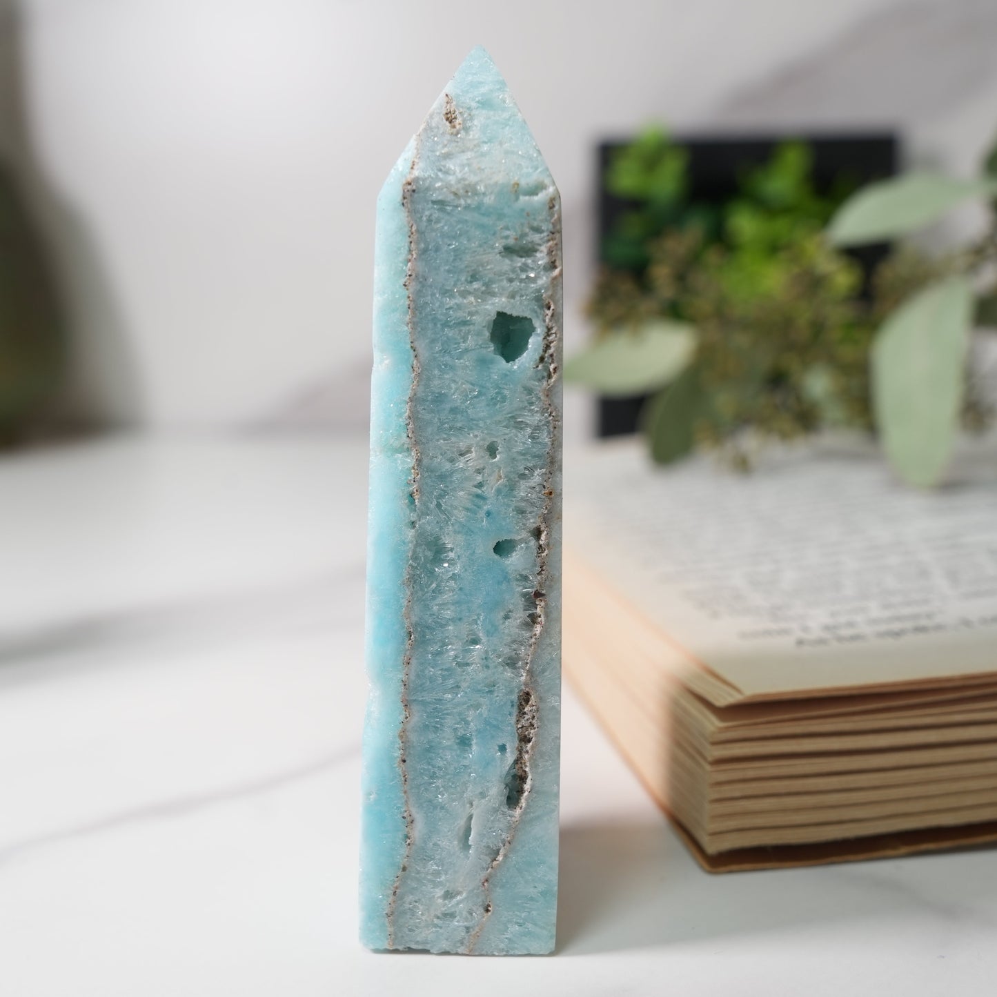 天然石 ヘミモルファイト ドゥルージー入り タワー｜心をクリアにする石 A　