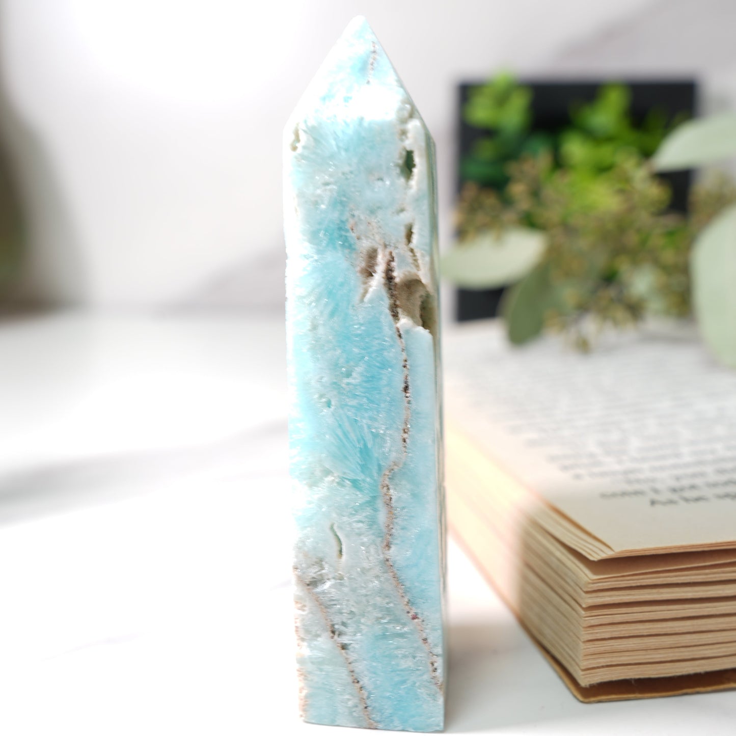 天然石 ヘミモルファイト ドゥルージー入り タワー｜心をクリアにする石 A　