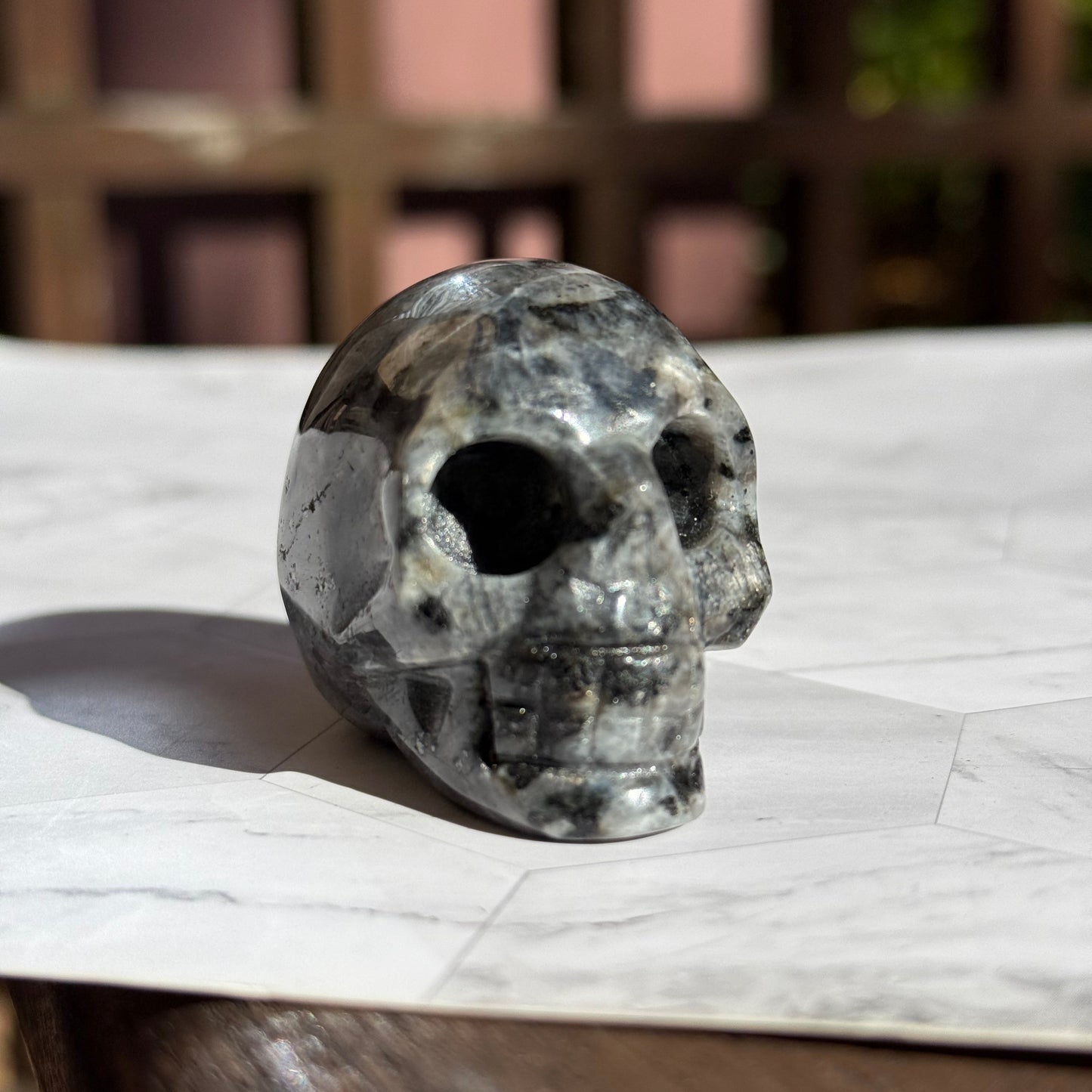 ラルビカイト スカル 骸骨 ドクロ  Larvikite Skull