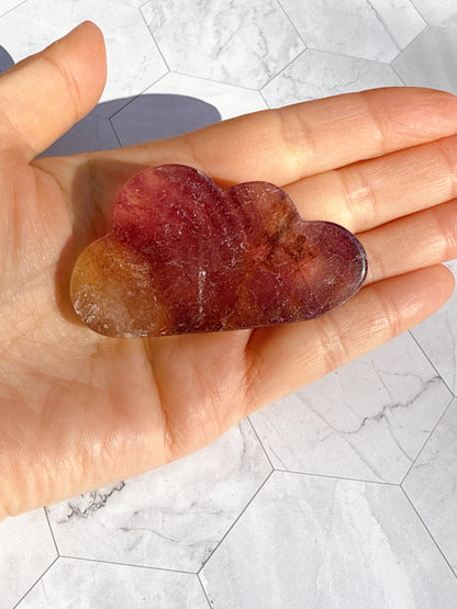 送料無料 天然石 フローライト 4点セット（雲・ダイヤ・フレーム・月）｜自分の光に気づく