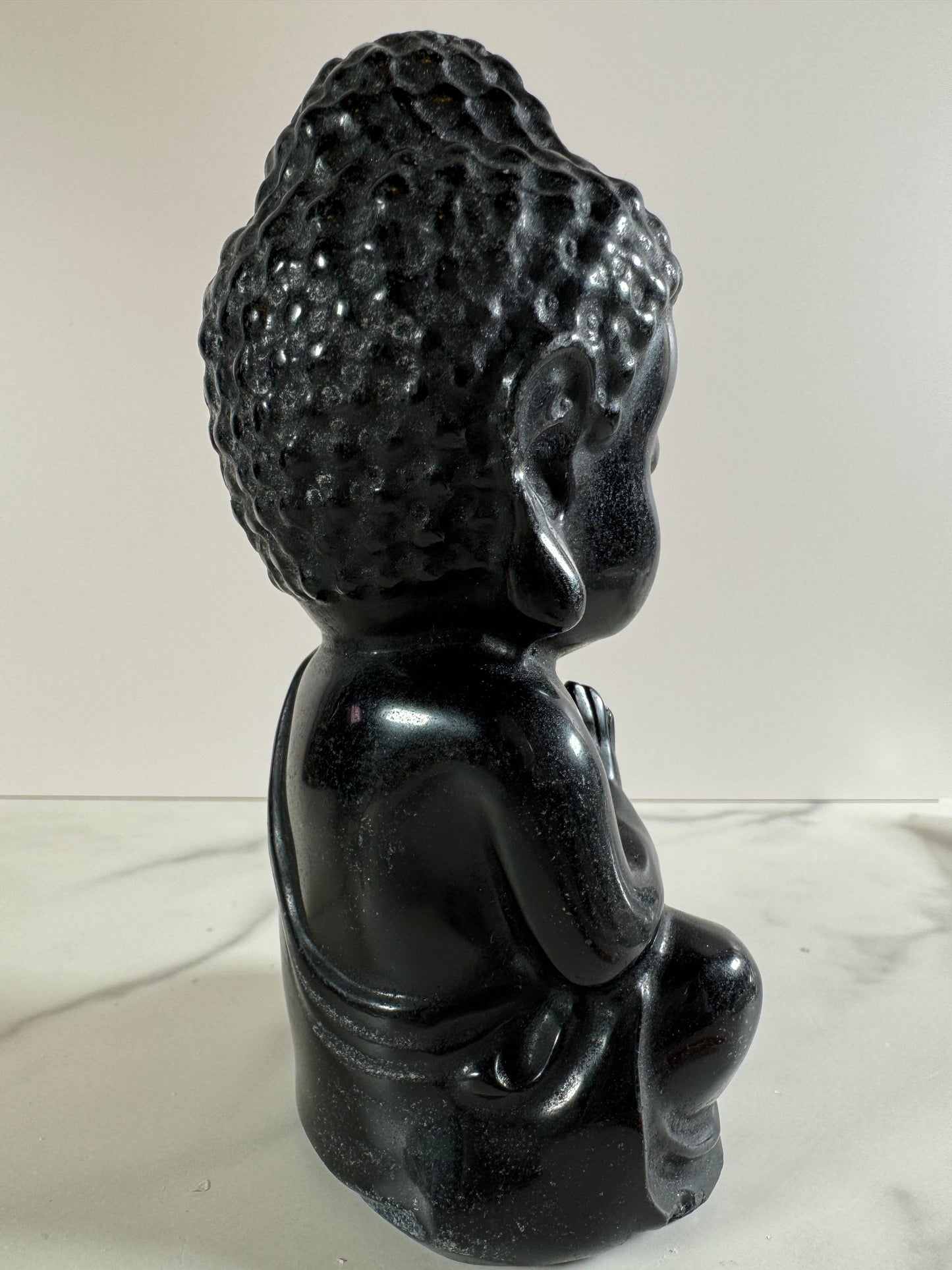 心の闇を光に変える守護の石｜ブラックアイスオブシディアン 大仏 Black Ice Obsidian Buddha