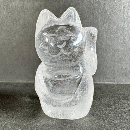 クリアクォーツ 招き猫（左手）｜人とのご縁を招く水晶