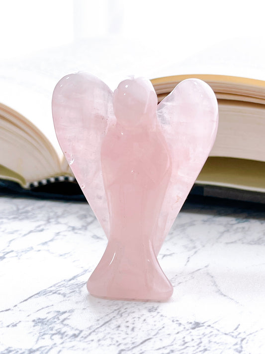 天然石 ローズクォーツ エンジェル 型 天使｜優しい気持ちになれる石