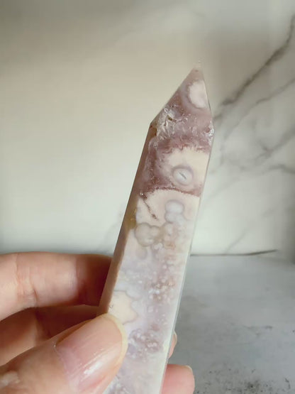 ピンクフラワーアゲート タワー｜天然石・パワーストーン